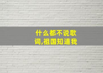 什么都不说歌词,祖国知道我