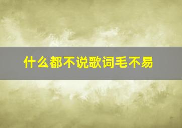 什么都不说歌词毛不易