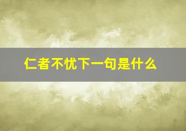 仁者不忧下一句是什么