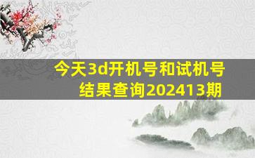 今天3d开机号和试机号结果查询202413期