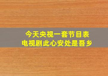 今天央视一套节目表电视剧此心安处是吾乡