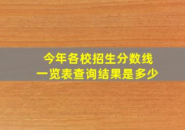 今年各校招生分数线一览表查询结果是多少