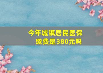 今年城镇居民医保缴费是380元吗