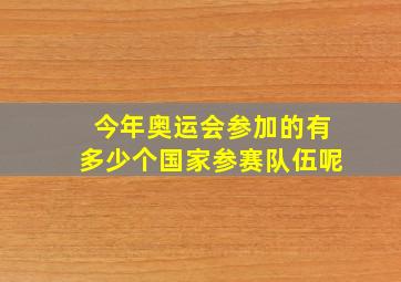 今年奥运会参加的有多少个国家参赛队伍呢