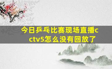 今日乒乓比赛现场直播cctv5怎么没有回放了