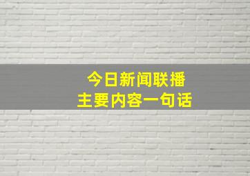 今日新闻联播主要内容一句话