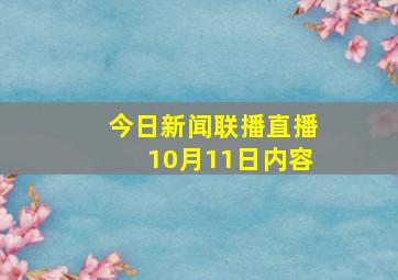 今日新闻联播直播10月11日内容