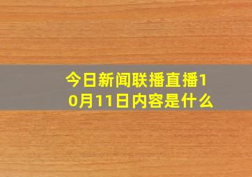 今日新闻联播直播10月11日内容是什么