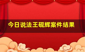 今日说法王砚辉案件结果