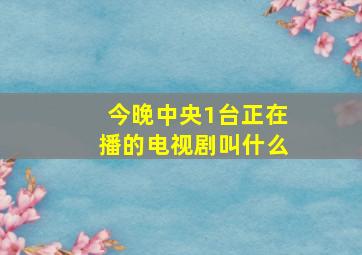 今晚中央1台正在播的电视剧叫什么