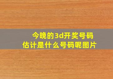 今晚的3d开奖号码估计是什么号码呢图片