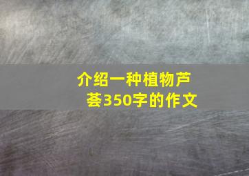 介绍一种植物芦荟350字的作文