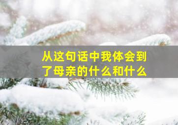 从这句话中我体会到了母亲的什么和什么