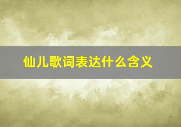 仙儿歌词表达什么含义