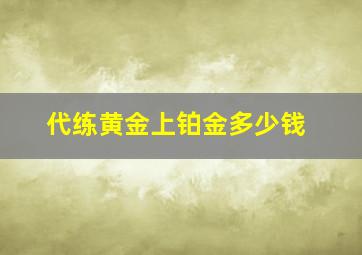 代练黄金上铂金多少钱