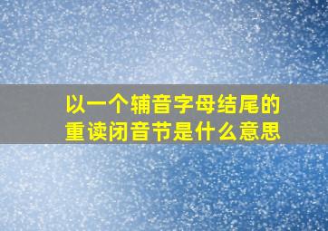 以一个辅音字母结尾的重读闭音节是什么意思