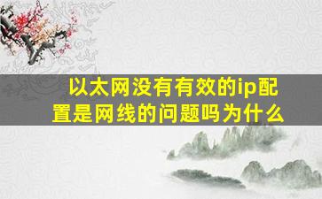 以太网没有有效的ip配置是网线的问题吗为什么