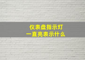 仪表盘指示灯一直亮表示什么