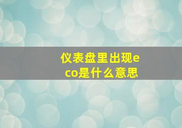 仪表盘里出现eco是什么意思