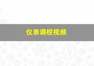 仪表调校视频