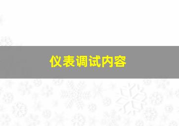 仪表调试内容