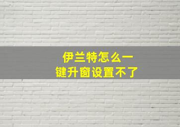 伊兰特怎么一键升窗设置不了