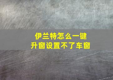 伊兰特怎么一键升窗设置不了车窗