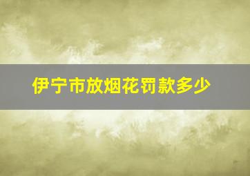 伊宁市放烟花罚款多少