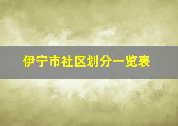 伊宁市社区划分一览表