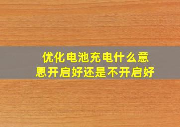 优化电池充电什么意思开启好还是不开启好