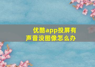 优酷app投屏有声音没图像怎么办