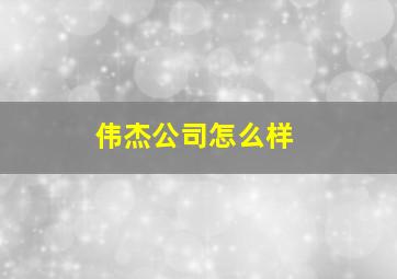 伟杰公司怎么样