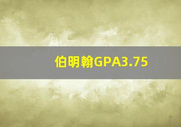 伯明翰GPA3.75