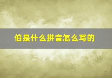 伯是什么拼音怎么写的