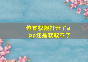 位置权限打开了app还是获取不了