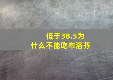 低于38.5为什么不能吃布洛芬