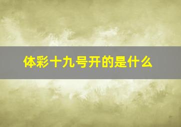 体彩十九号开的是什么