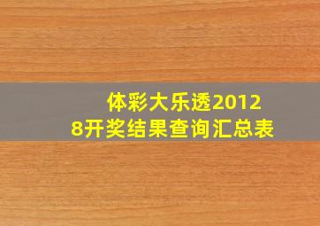 体彩大乐透20128开奖结果查询汇总表