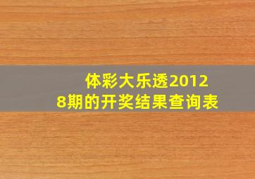 体彩大乐透20128期的开奖结果查询表