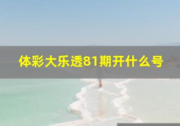 体彩大乐透81期开什么号