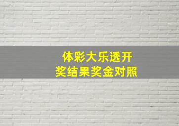 体彩大乐透开奖结果奖金对照