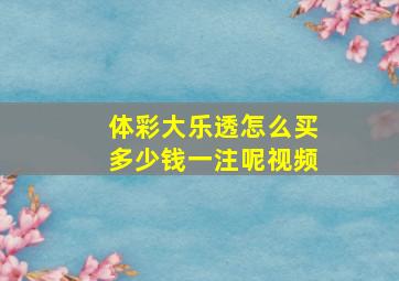 体彩大乐透怎么买多少钱一注呢视频