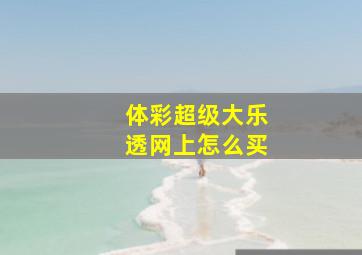 体彩超级大乐透网上怎么买