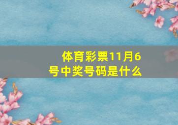 体育彩票11月6号中奖号码是什么