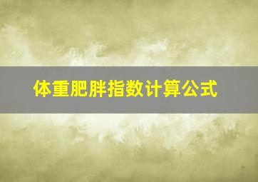 体重肥胖指数计算公式