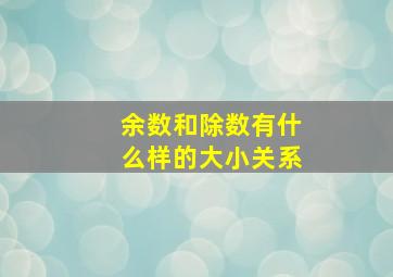 余数和除数有什么样的大小关系