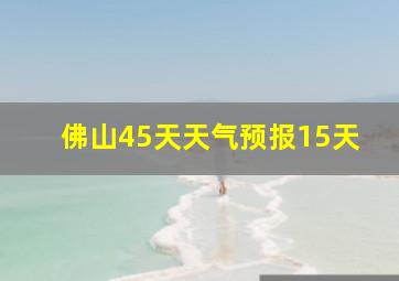 佛山45天天气预报15天