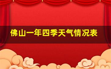 佛山一年四季天气情况表