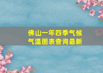 佛山一年四季气候气温图表查询最新