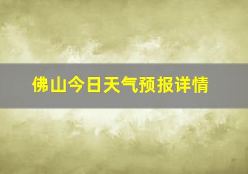 佛山今日天气预报详情